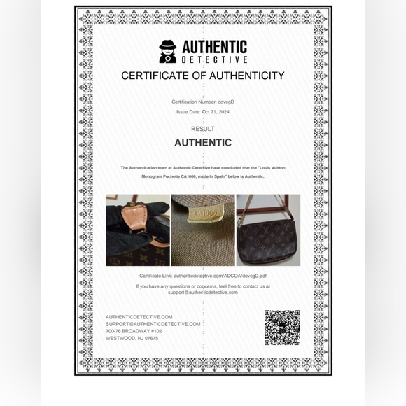 COA Louis vuitton Pochette Pre-owned condition with minor wear Code CA1006 - Picture 17 of 17